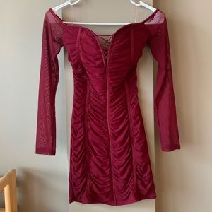 Fashion Nova: off the Shoulder Burgundy mini dress